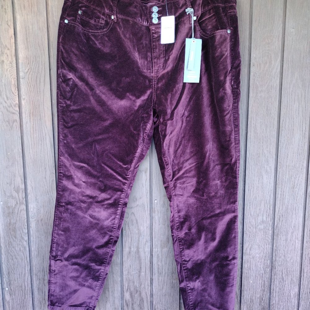 🌟 Velveteen High Rise Jeggings Stretch Pants - Purple-Burgundy